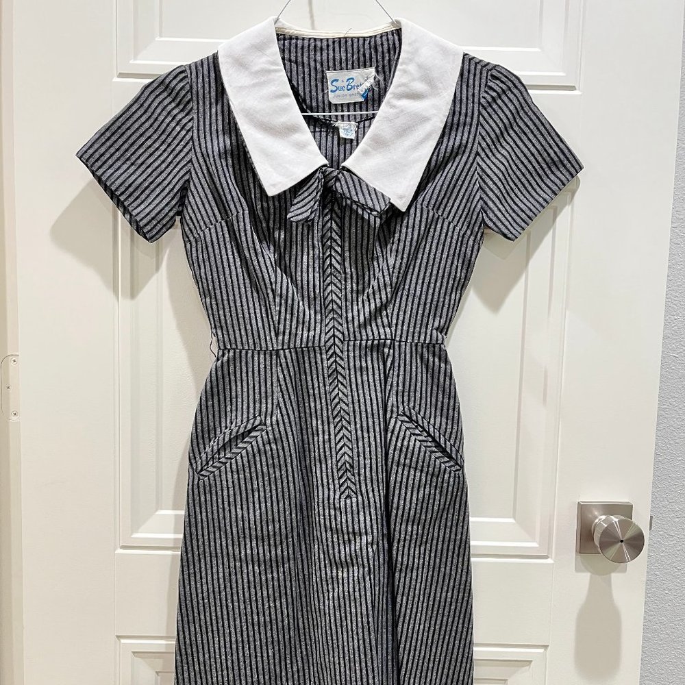 Vintage Striped Sue Brett with Collared V-Neck